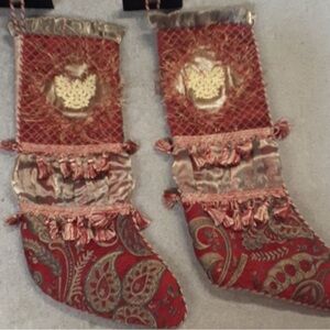 Stockings for Christmas Red and Gold approx 8 X 23in